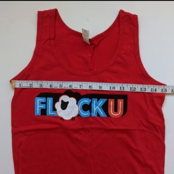 Graphic Tank Top FlockU S Red Sheep T-shirt 100% Cotton Advertising Promo - Picture 4 of 6